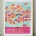 Illustrated Venice Map, 16" x 20", Digital Print