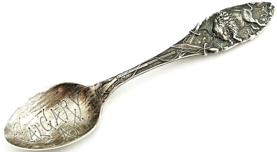 Vintage Sterling Silver Spoon with Buffalo and Knives made by Gorham Sterling Co.