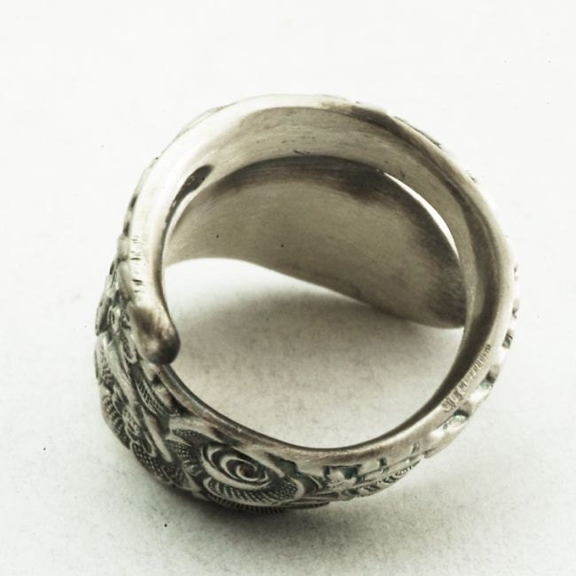 Antique Stieff Floral Sterling Silver Spoon Ring, Made in YOUR Size (2178)