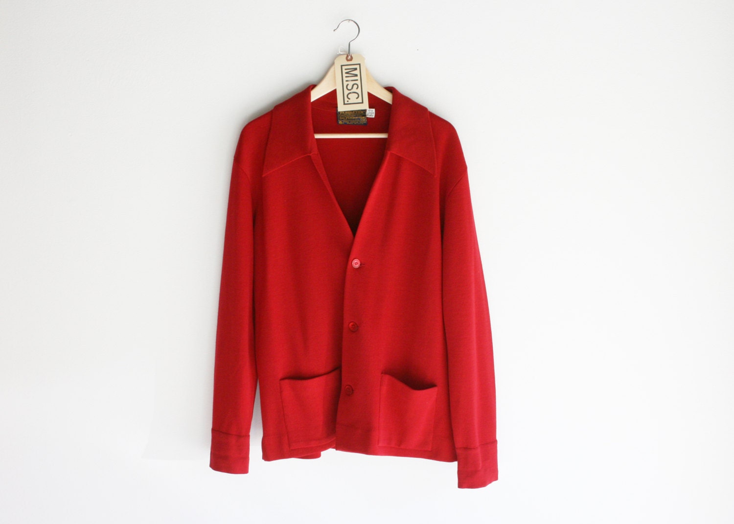 SALE - Vintage Sir Pendleton Red Wool Cardigan
