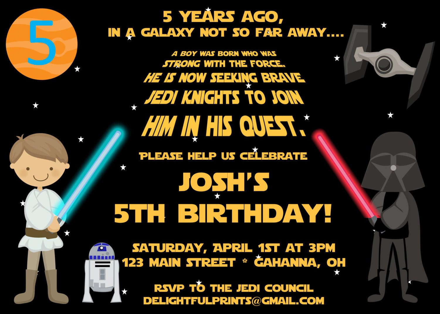Star Wars Scroll inspired birthday invitation many colors ...DIY you print custom photo card by delightfulprints Il_170x135