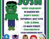 The Avengers birthday invitation hulk ironman capt america thor many colors...DIY you print custom photo card by delightfulprints
