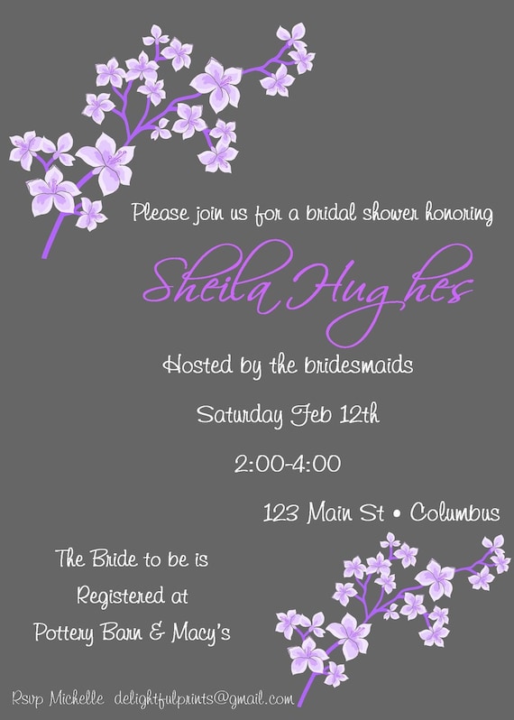 Bridal or baby shower elegant cherry blossom you print custom digital photo card by delightfulprints Il_570xn
