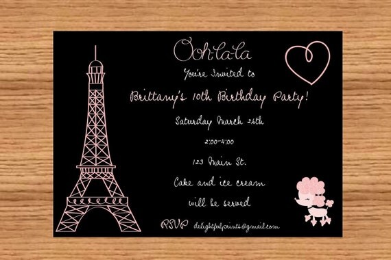 Paris poodle birthday or shower invitation...DIY you print custom photo card by delightfulprints Il_570xn