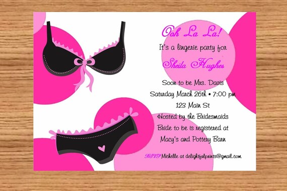 Lingerie party bridal shower invitation...DIY you print custom photo card by delightfulprints Il_570xn