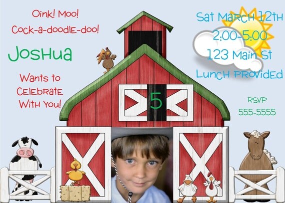 Barnyard cowboy cowgirl bithday or shower invitation...DIY you print custom photo card by delightfulprints Il_570xn