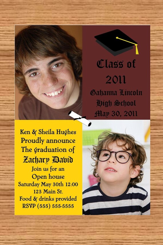 Graduation announcement invitation your school colors...DIY you print custom photo card by delightfulprints Il_570xn