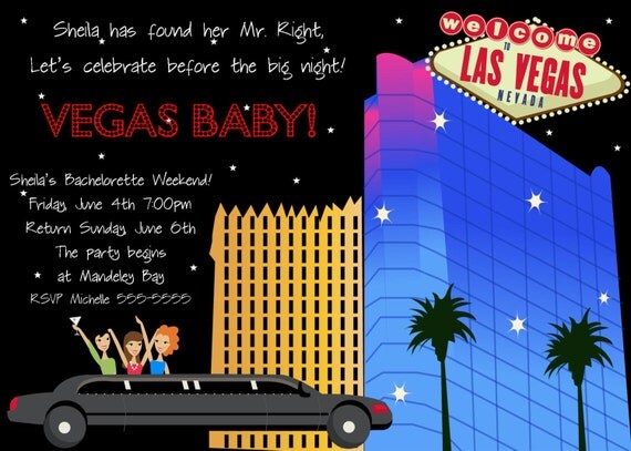 Las Vegas bachelorette party or bridal shower invitation...DIY you print custom photo card by delightfulprints Il_570xn