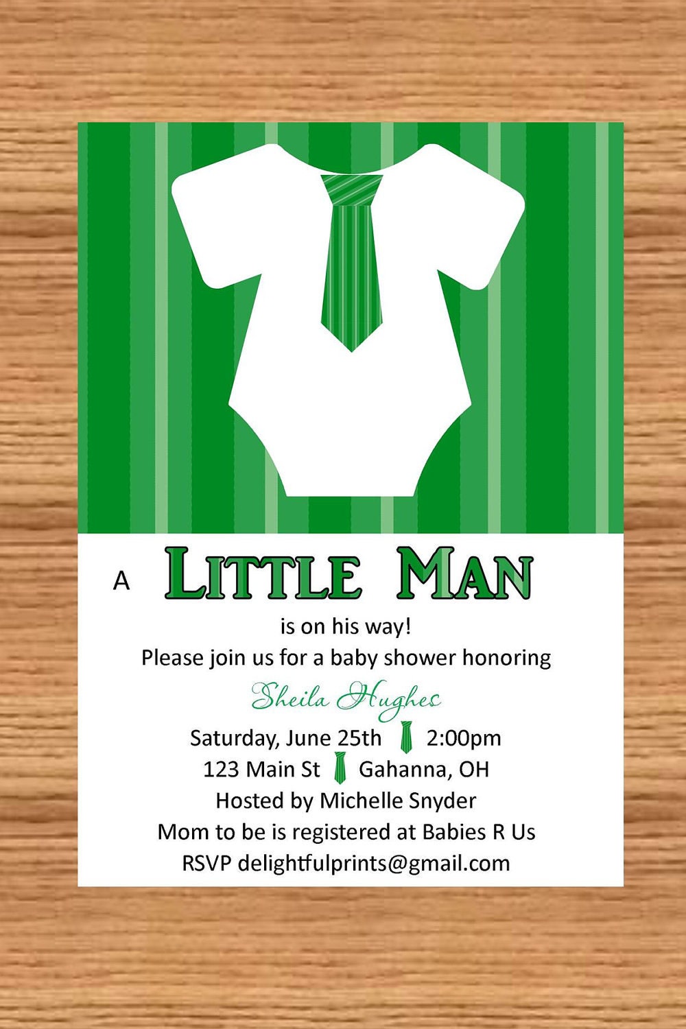 Little Man necktie onesie baby shower invitation...DIY you print custom photo card by delightfulprints Il_570xn