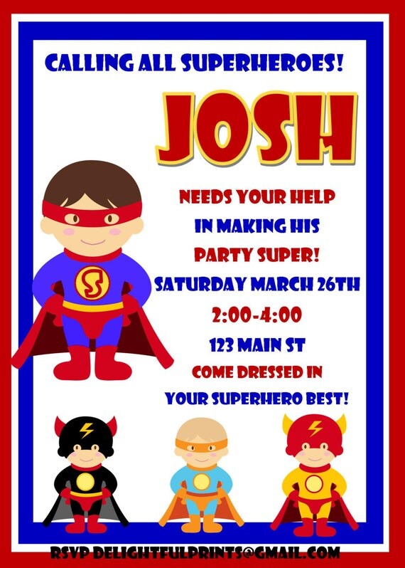 Superhero birthday invitation many colors...DIY you print custom photo card by delightfulprints Il_570xn