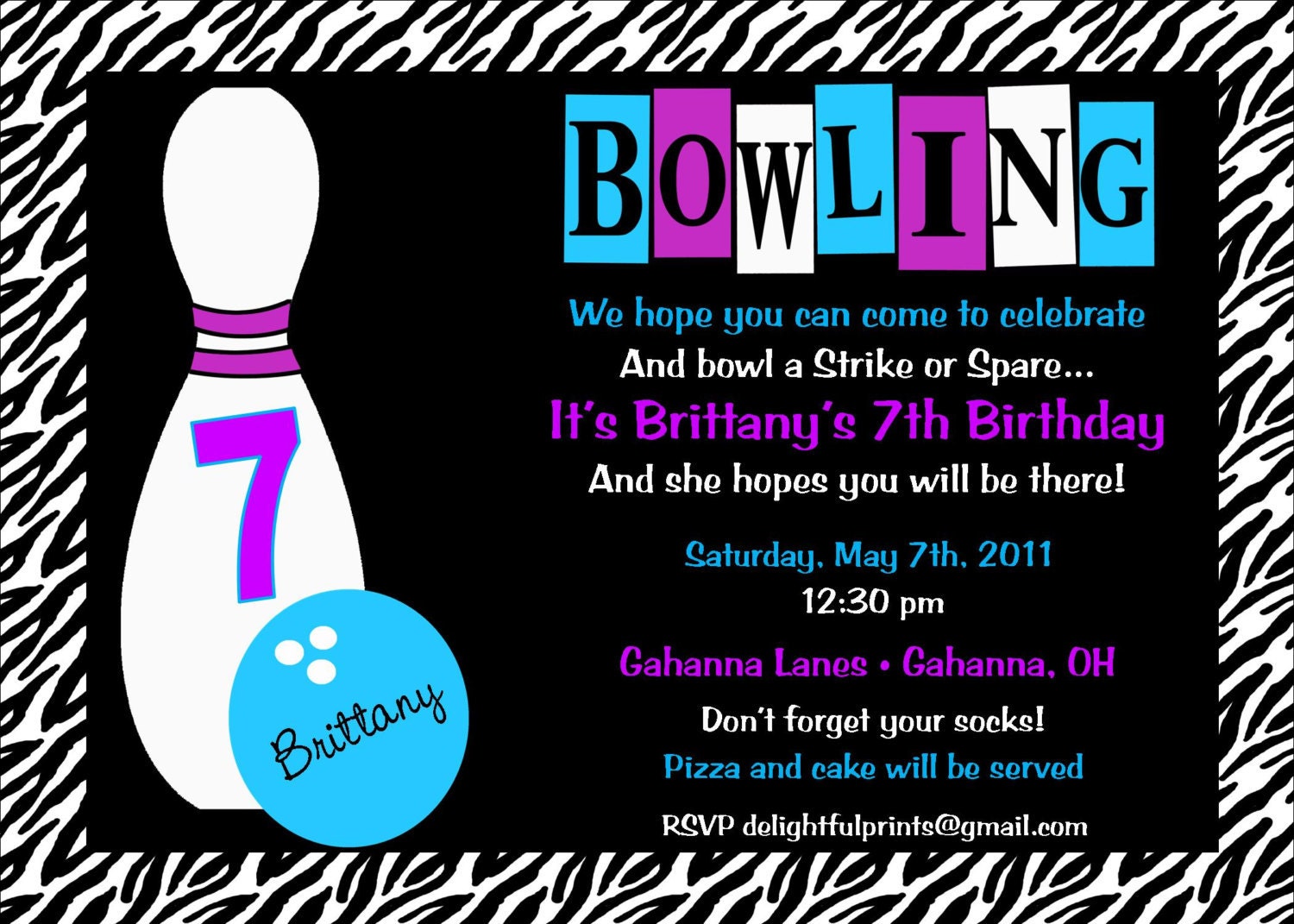 Bowling party birthday invitation...DIY you print custom photo card by delightfulprints Il_570xn