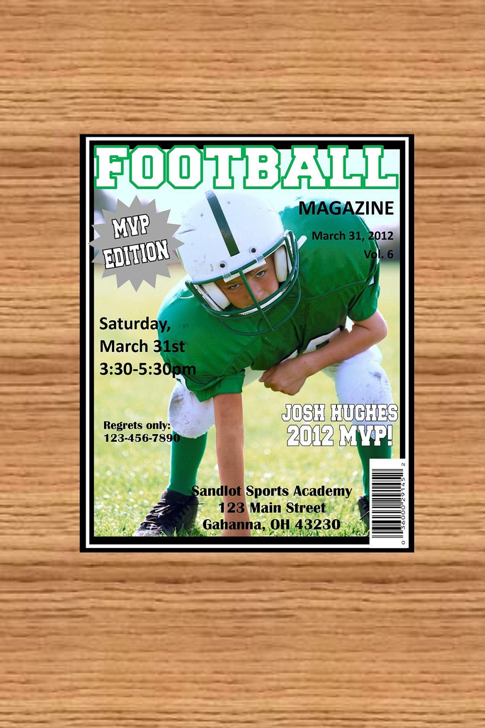 Magazine cover birthday invite football or any sport ...DIY you print custom photo card by delightfulprints Il_570xn