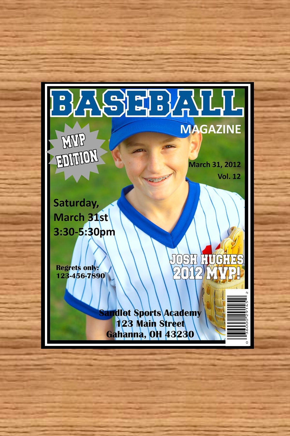 Baseball Magazine cover birthday invite or any sport ...DIY you print custom photo card by delightfulprints Il_570xn