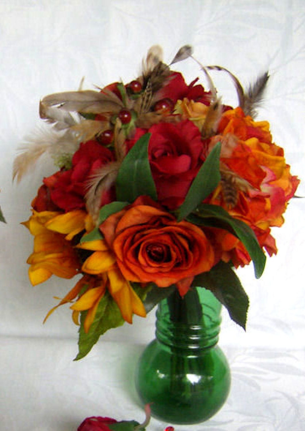 burnt orange silk wedding flowers