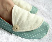 Women's Slippers - Pale Aqua and Burnt Orange Hosta Slippers