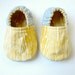 Reversible Baby Booties in Vintage Yellow Woodgrain and Grey and White Polka Dots - Sizes 1-4