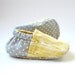 Reversible Baby Booties in Vintage Yellow Woodgrain and Grey and White Polka Dots - Sizes 1-4