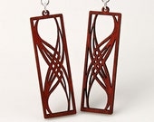 Rectangular elegance - Laser Cut Earrings from Reforested Wood