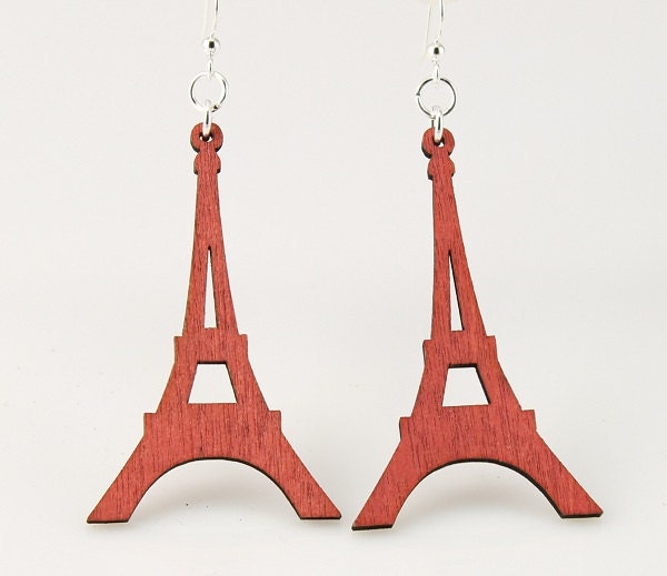 Eiffel Tower Laser Cut Wood Earrings