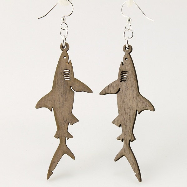 Great White Sharks - Laser Cut Wood Earrings