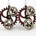 Kinetic Triple Moving Gear Earrings from Reforested Wood
