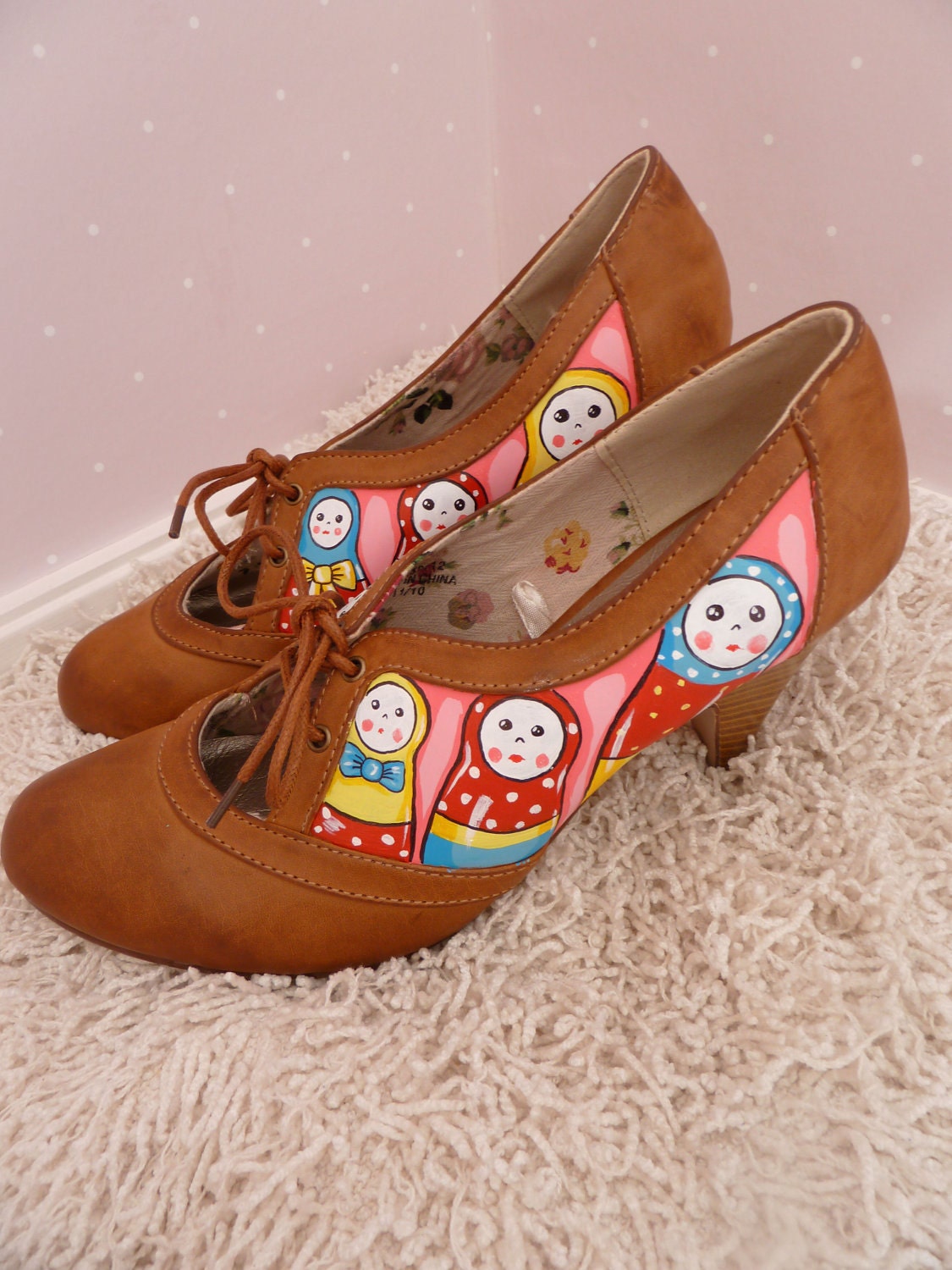 Hand Painted Russian Doll Shoes - Sz 7