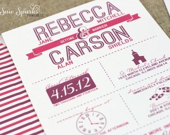 Choose your colors - Printable Wedding Invitation - The Rebecca Collection