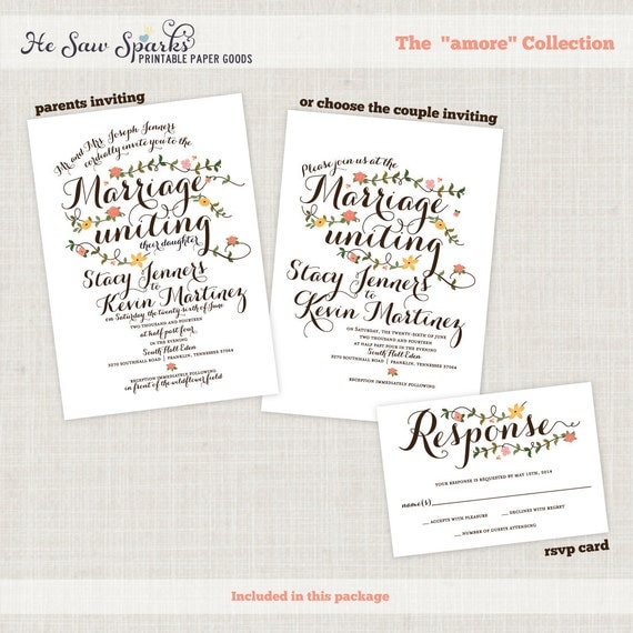 Printable Wedding Invitation - The Amore Collection