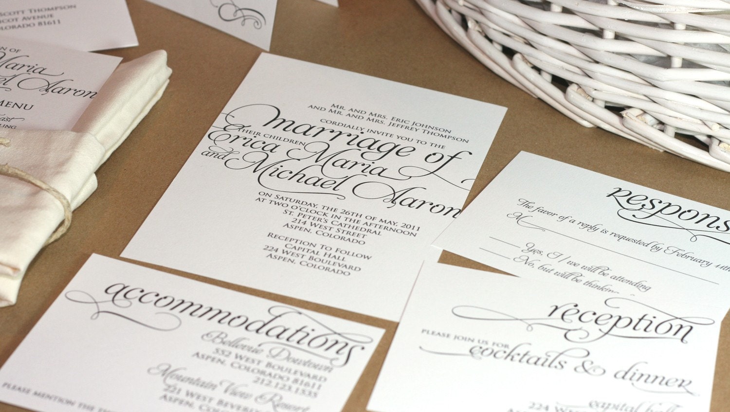 Ornate Script Wedding Invitation Package (Printable) DIY