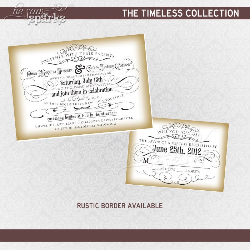 Vintage Wedding Invitation - Printable - DIY - The Timeless Suite
