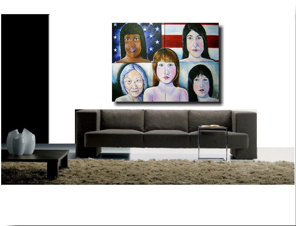 SUPER SALE Huge Portrait - America Divided - 36 x 48 - by Skye Taylor