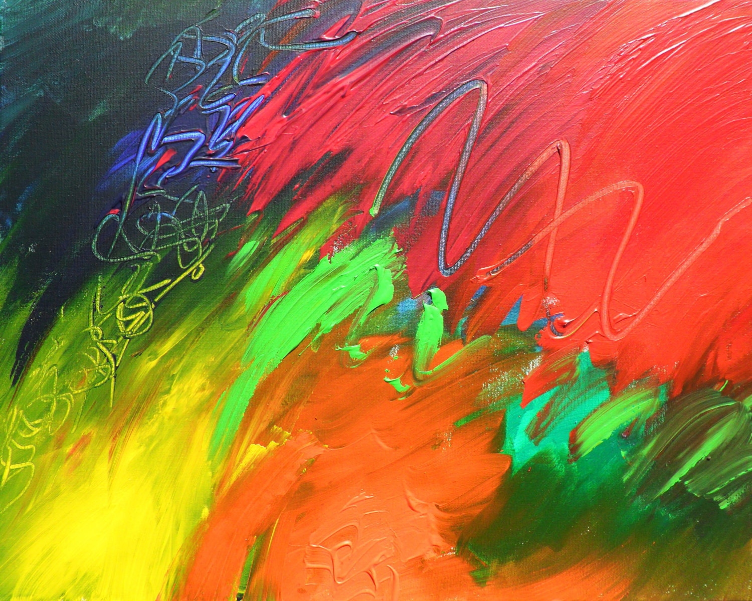 Acrylic Abstract Original painting Art Pallet knife Impasto-16 x 20 - Breaking Point - Artist Skye Taylor