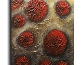Abstract Heavy Texture Mixed Media Original Painting  Wall art - Flowers in the Mist - Artist Skye Taylor
