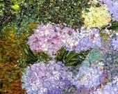 Fiber Art Quilt  Northwestern Hydrangea Landscape  Wall Hanging