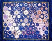 Art Quilt  Geometric  Blue and Lavender   Throw or Wall Hanging