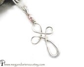 Pink Pearl Celtic Cross Necklace
