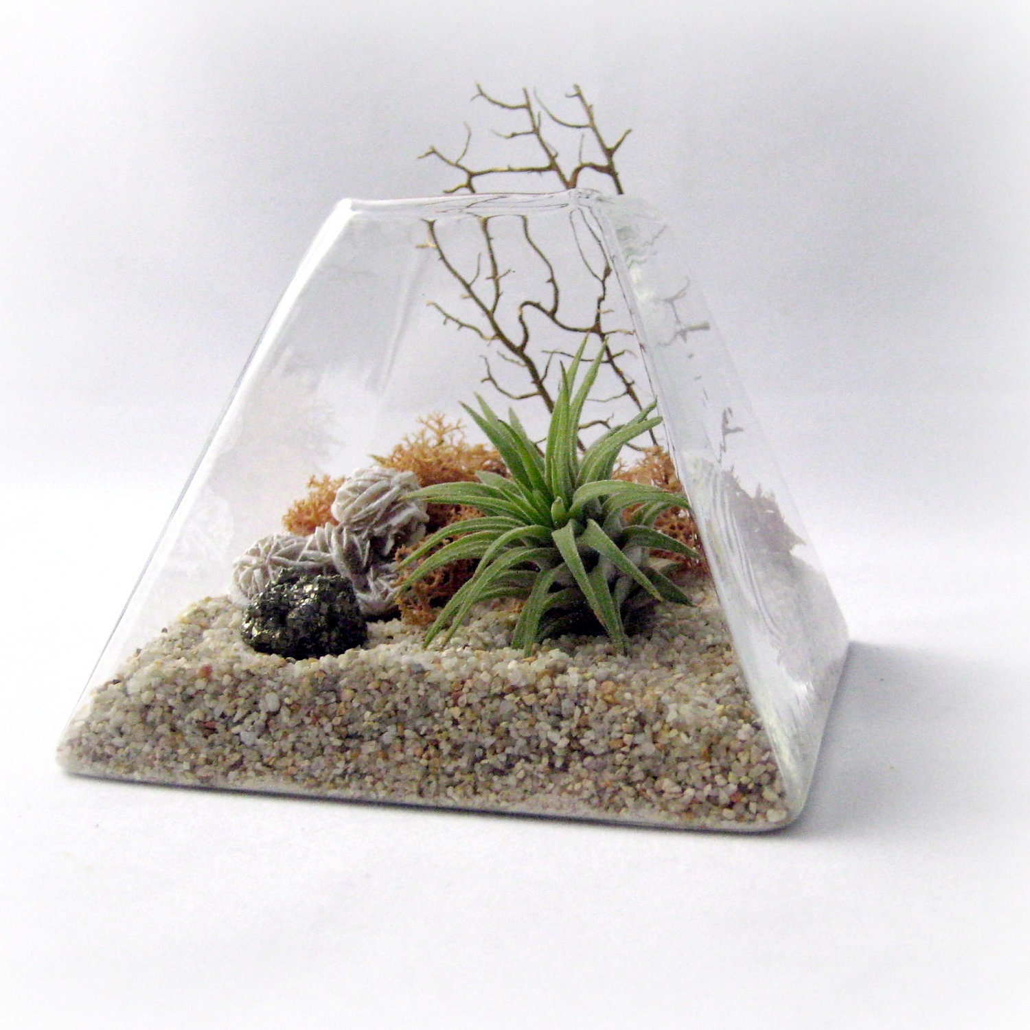 Peach Pyrite Pyramid Terrarium // Air Plant Terrarium