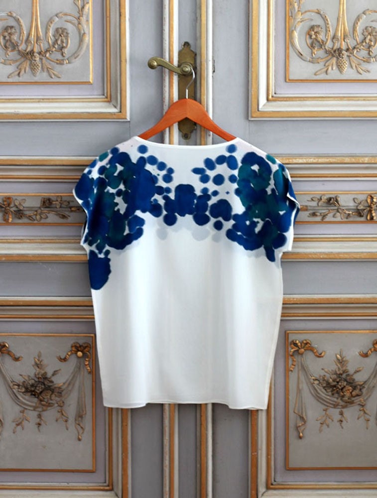 Silk Tee Inkblot Bluegreen Sample