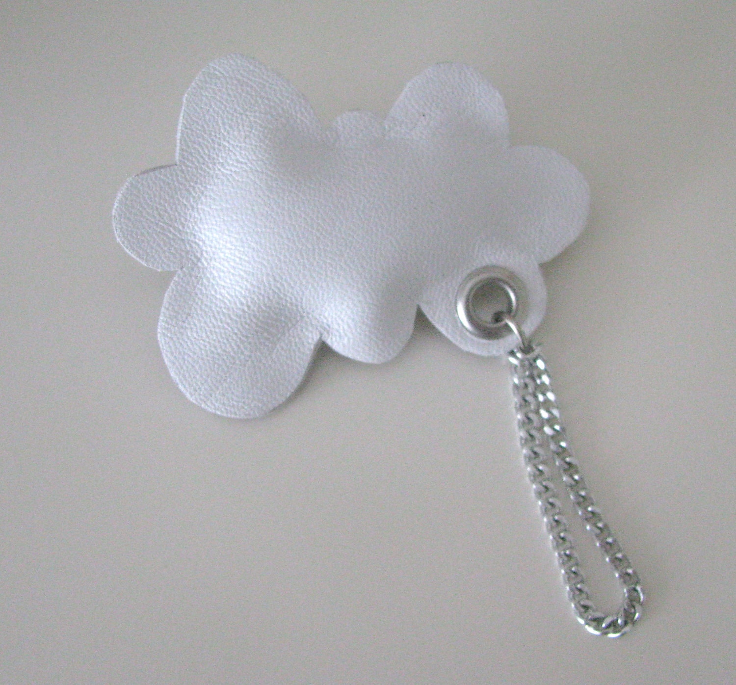 white leather cloud brooch handmade by redstitch on Etsy - free shipping