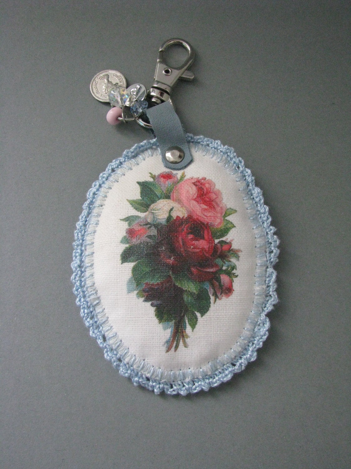 floral keychain - charming floral bag charm or keychain - mothers day gift - free shipping