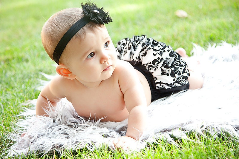 Damask Baby Bloomer Ruffle Diaper Cover Pants Panty