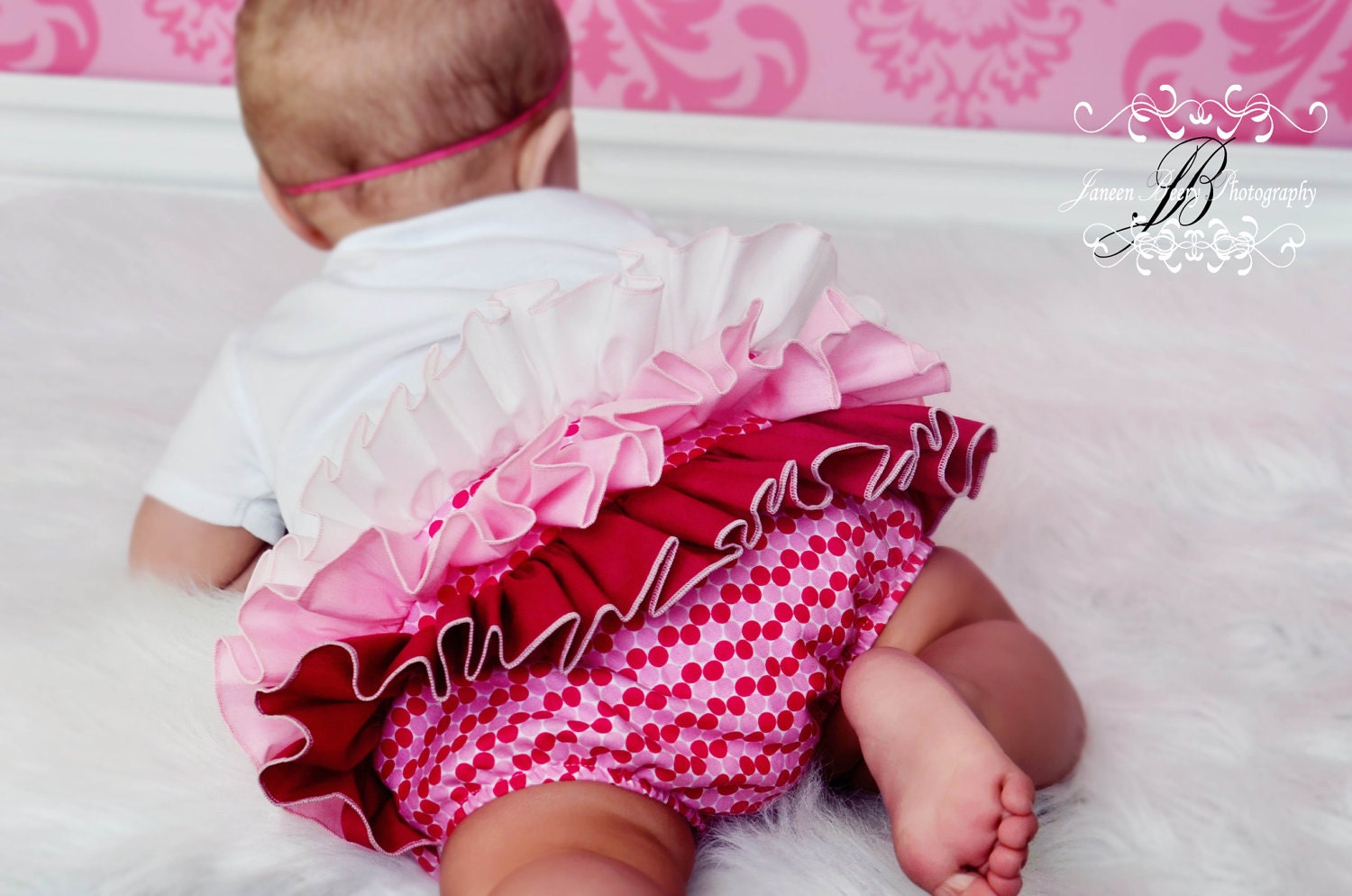 Pink Dots Ruffle Diaper Cover Ruffle Bloomer Panty Pants - Pink A Dot