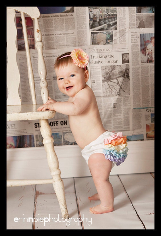 Pastel Rainbow Mini Ruffle Panty Diaper Cover Bloomers Fancy Pants 