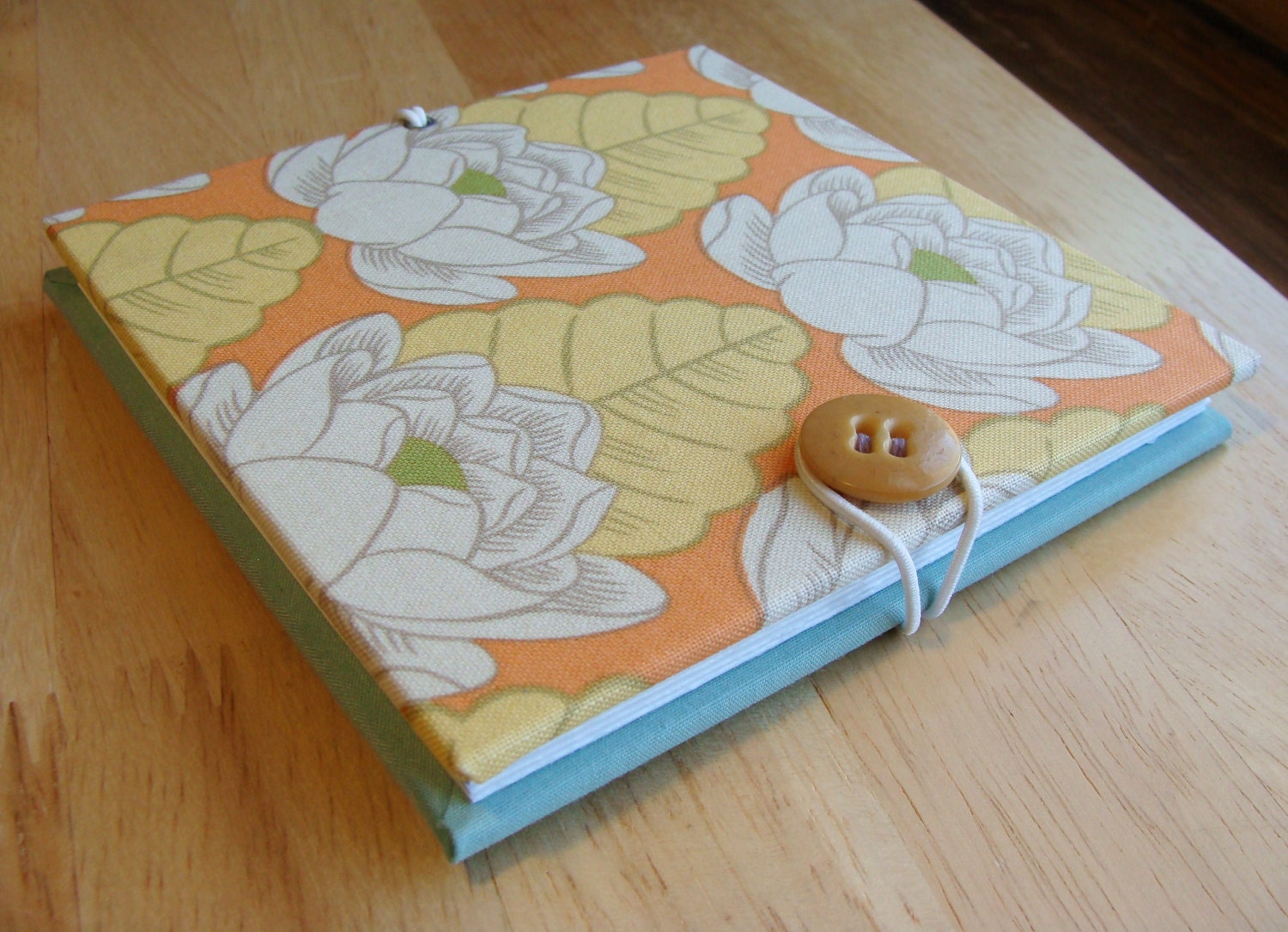 Mini Album - Tangerine Lotus Flower & Blue accordion photo album/ brag book/ scrapbook