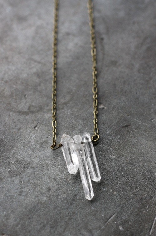 Triple Quartz Cluster Necklace