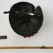 Couture black and red burlesque mini hat straw with vintage flowers on aliceband