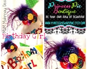 Rainbow Birthday Girl Rosette Headband