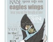 Subway Art - On Eagles Wings Hymn - Scripture Art Print