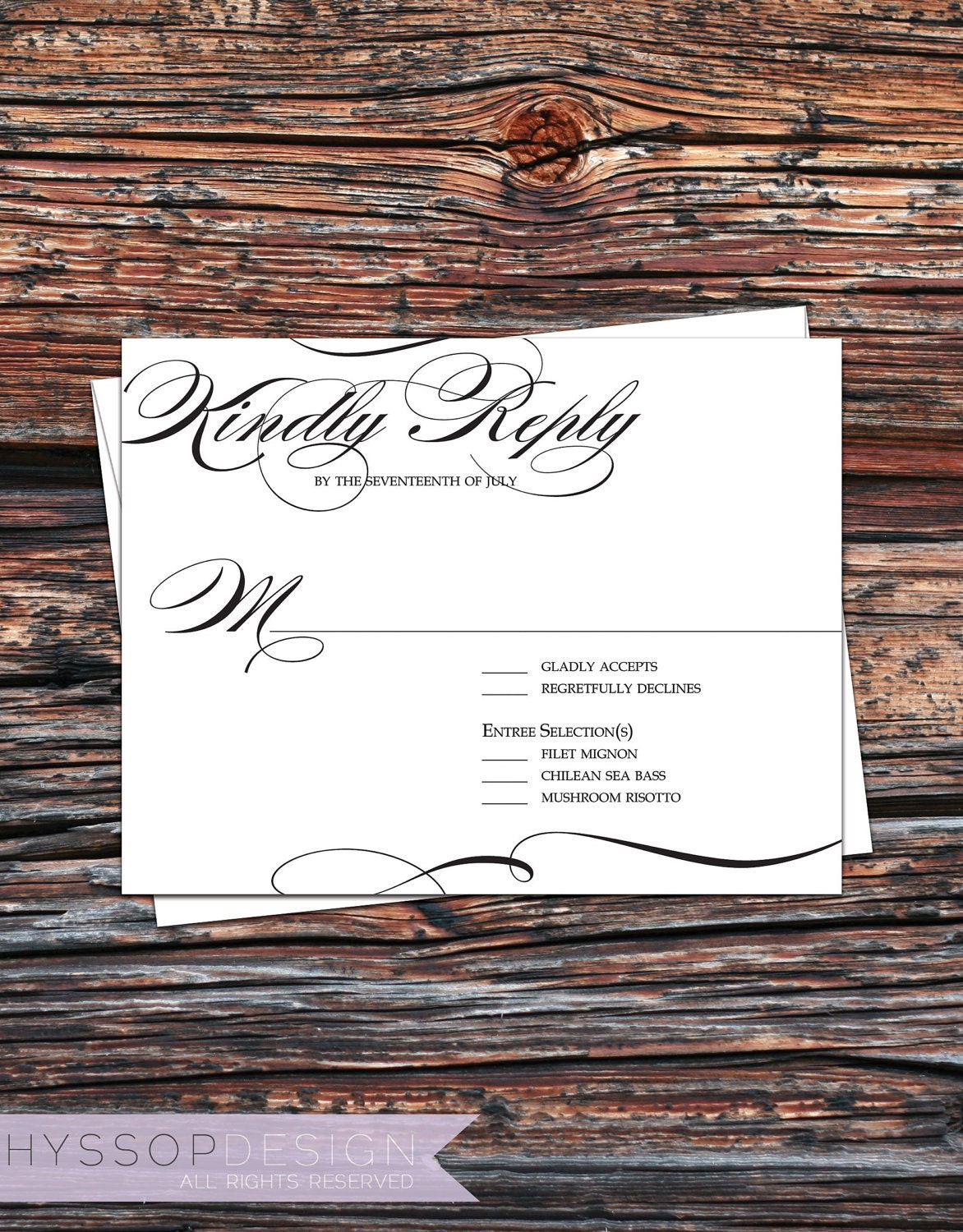 Printable/DIY - "Pride and Prejudice" Calligraphy Wedding Invitation & RSVP Set