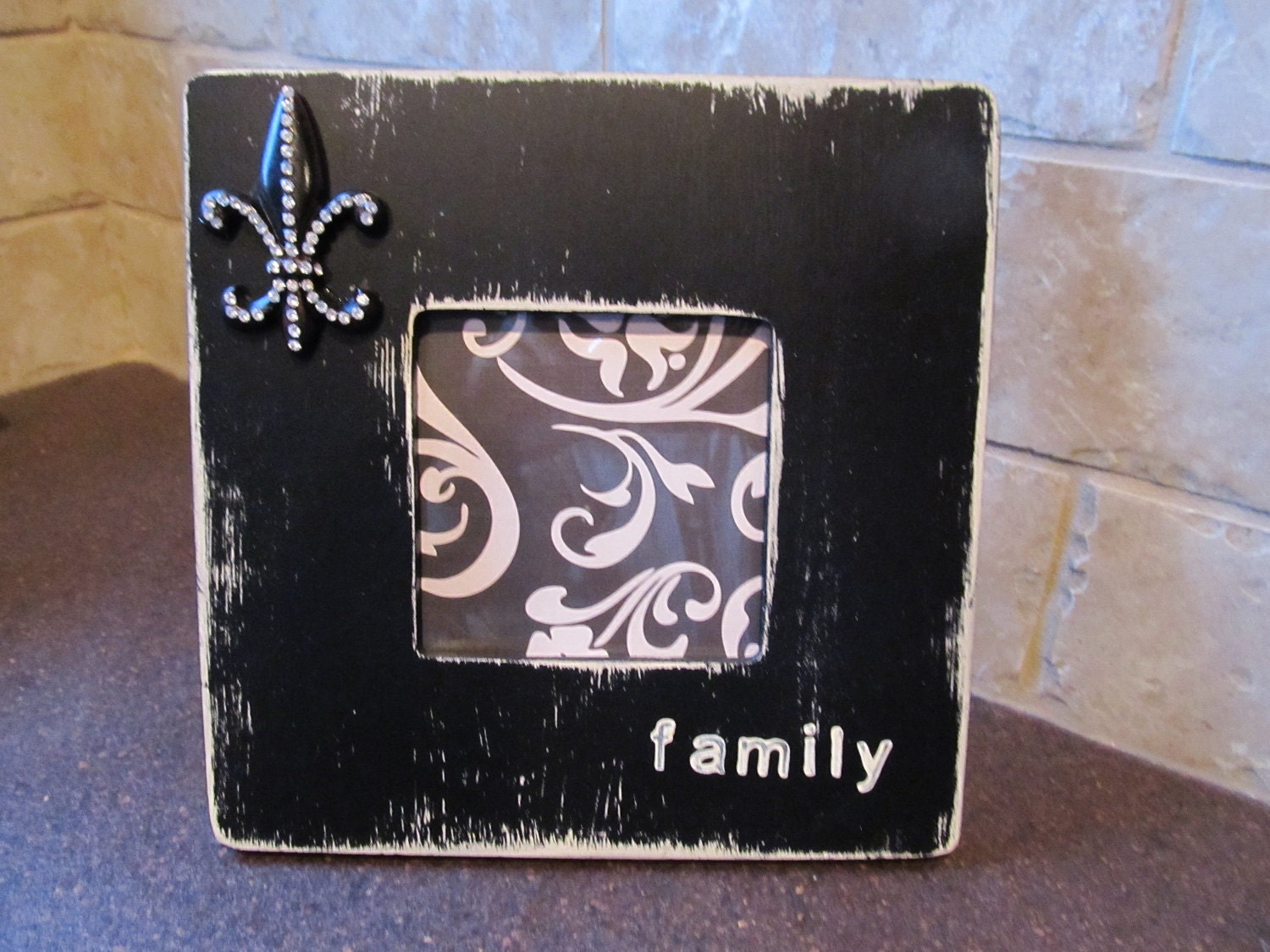 Custom Painted Family Frame Embellished with Fleur de lis